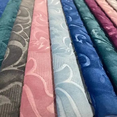 100% polyester fabric emboss and bonded holland velvet sofa fabric for home textile